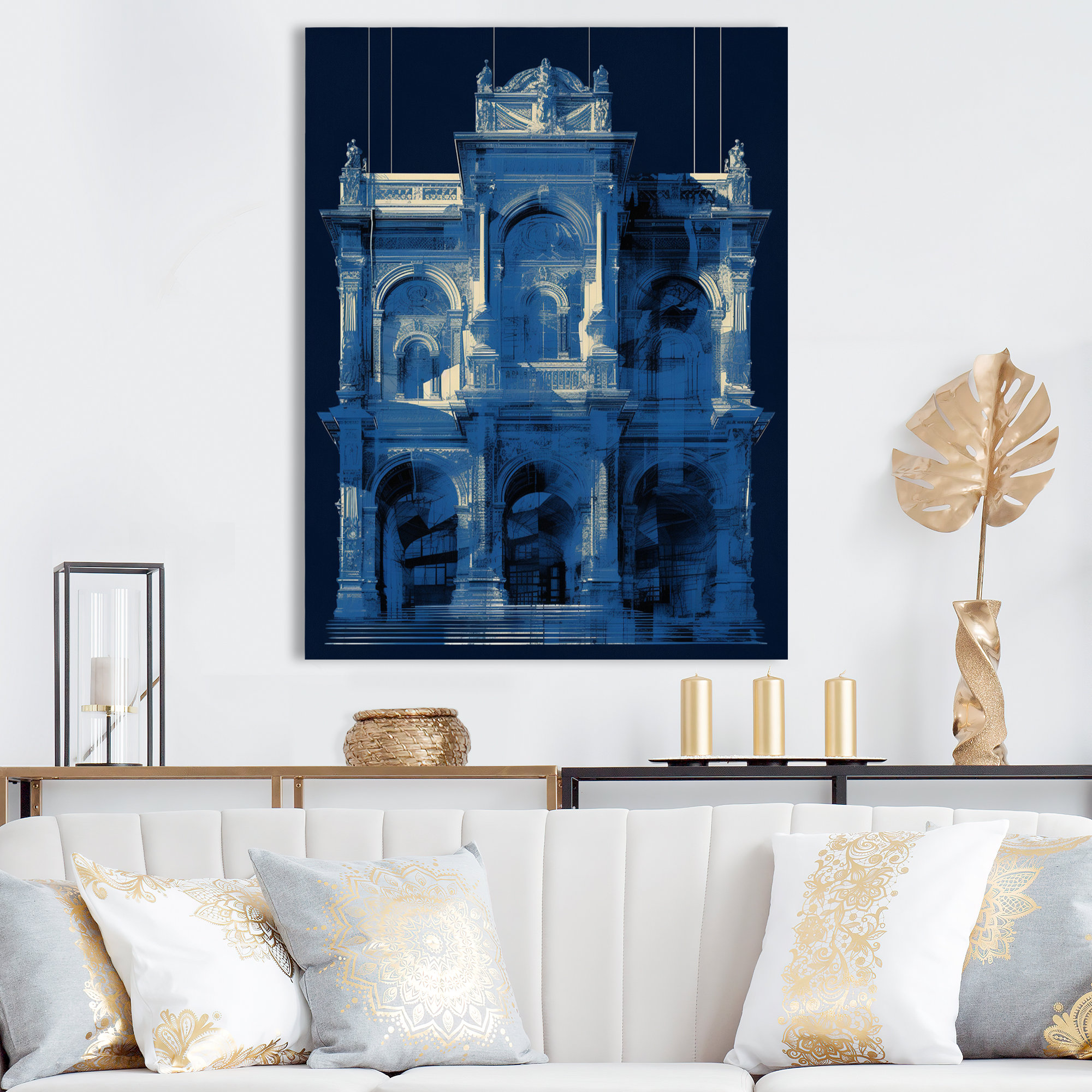 Charlton Home® Blue Print of London Architecture I - Print on Canvas ...