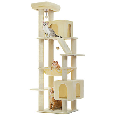 Cat Tree For Large Cats, 71" Tall Cat Tower, Large Cat Tree For Indoor Cats, Multi-Level Cat House Furniture With 2 Big Condo Pad Bed, Cozy Hammock And Sisal Scratching Posts