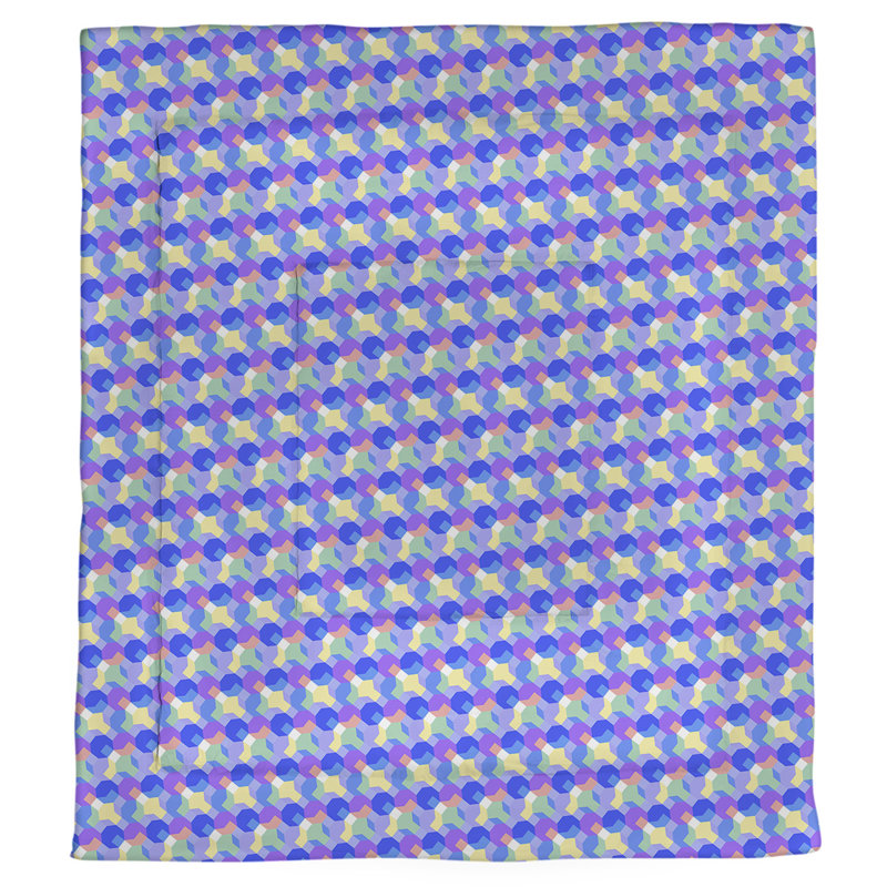 Édredon réversible simple Katelyn Elizabeth Octagons, Édredon très grand, Bleu / Jaune