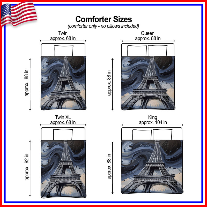 Eiffel Tower Bedding Architecture Comforter Modern, Queen