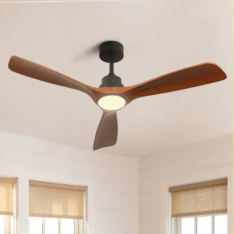 Karlena 52'' Ceiling Fan with LED Lights and Remote Control, Black