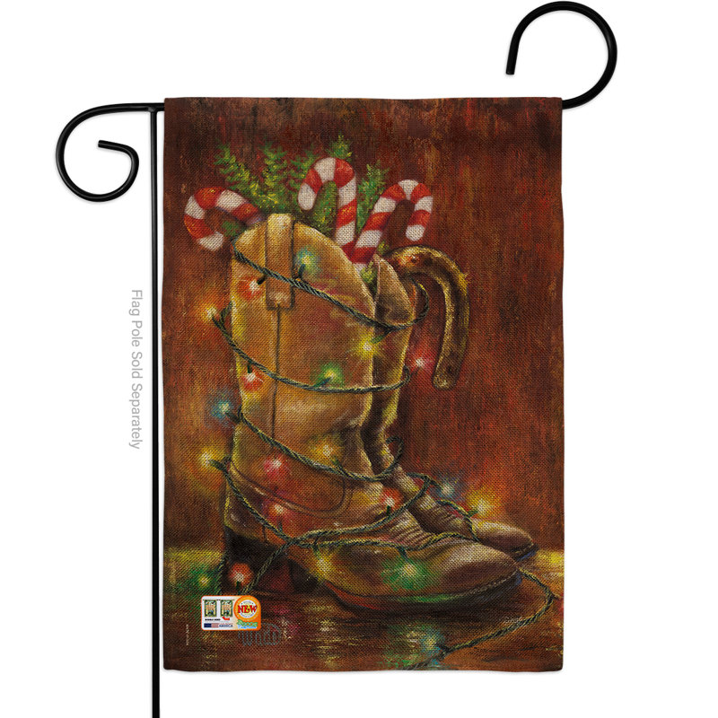 Drapeau de jardin 2 côtés en polyester 1 pi 6,5 po x 1 pi 1 po xmas bottes