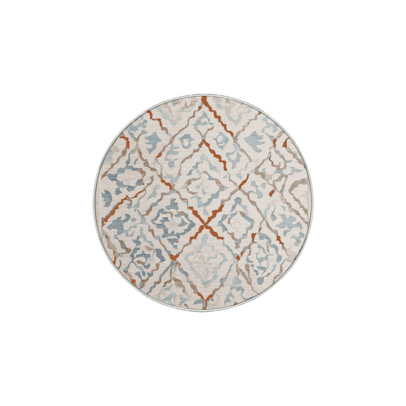 Machine Washable Beige Area Rug, Round 8'