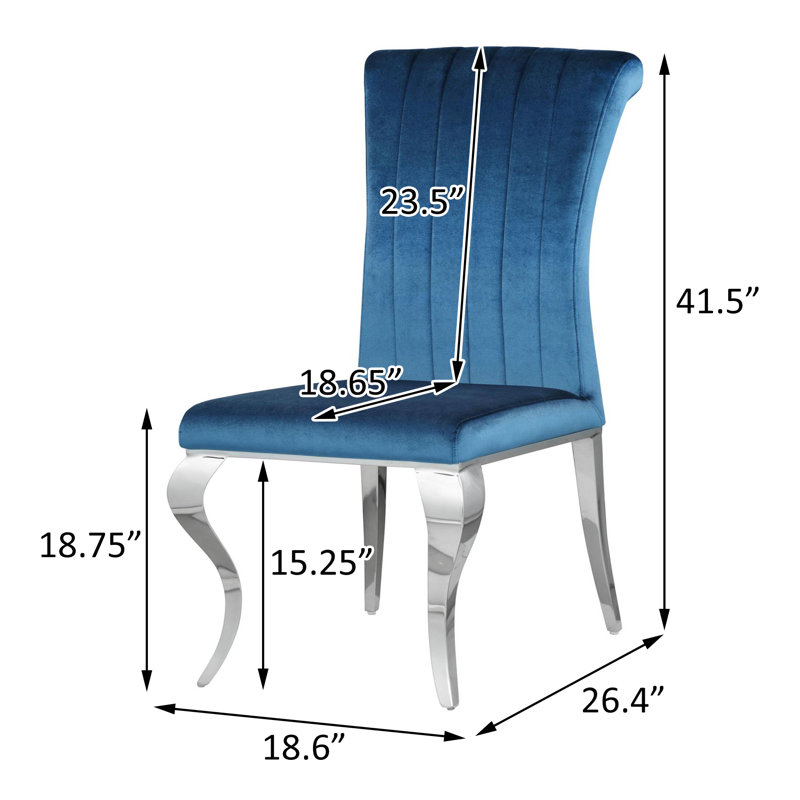 Chaise d'appoint rembourrée en velours Javery, Bleu sarcelle