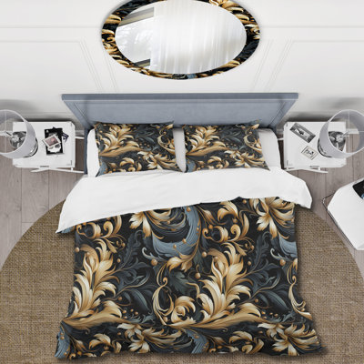 Ensemble de housse de couette noir et doré