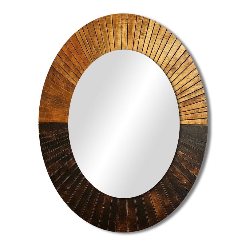 Bronze Brilliance Symetry IV - Abstract Oval Decorative Mirror On Metal, 43" x 33"