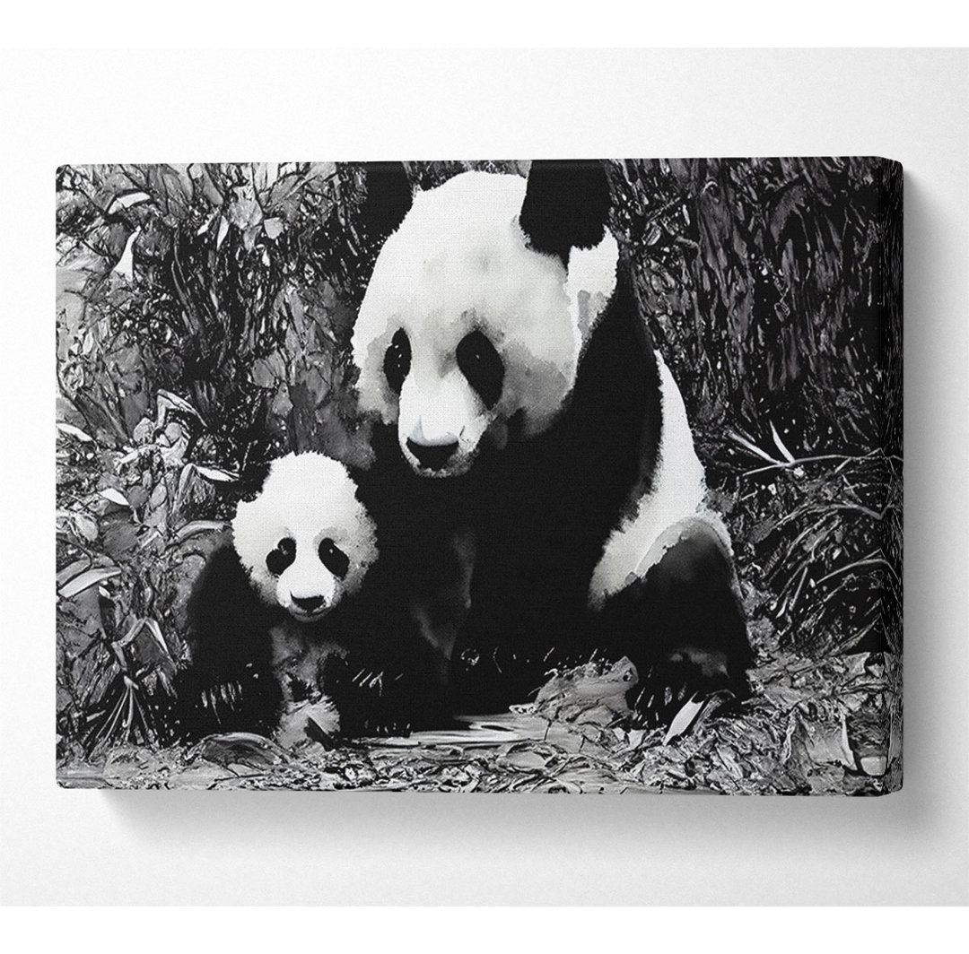 Panda Mutter und Baby - Druck