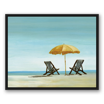 " Beach Chairs Under Yellow Umbrella "