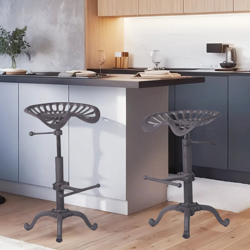 Ensemble de 2 tabourets de bar industriels rustiques, Rouille, 2