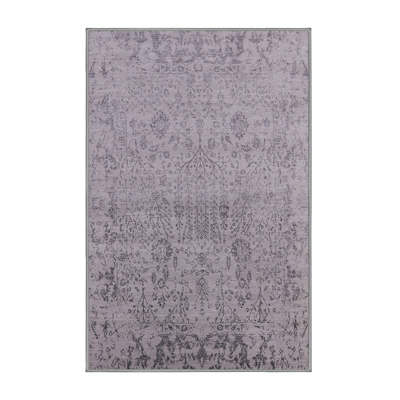 Tapis floral gris Huler, Rectangle 5 pi x 7 pi