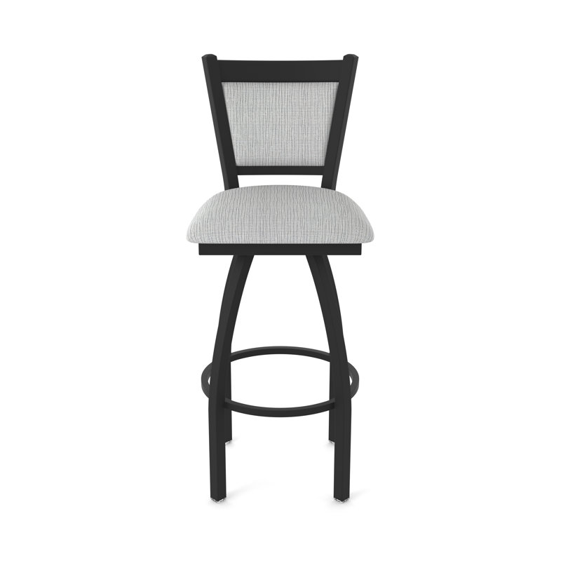 Hadleigh Swivel Stool, Fabric-Graph Alpine, Black Wrinkle, Bar Stool (30” Seat Height)