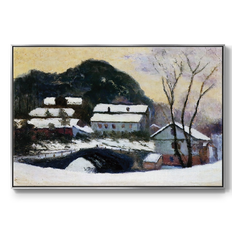 Sandviken, Norvège, 1895 01, Toile argentée avec cadre flottant, H 25 po x l 37 po x P 2 po