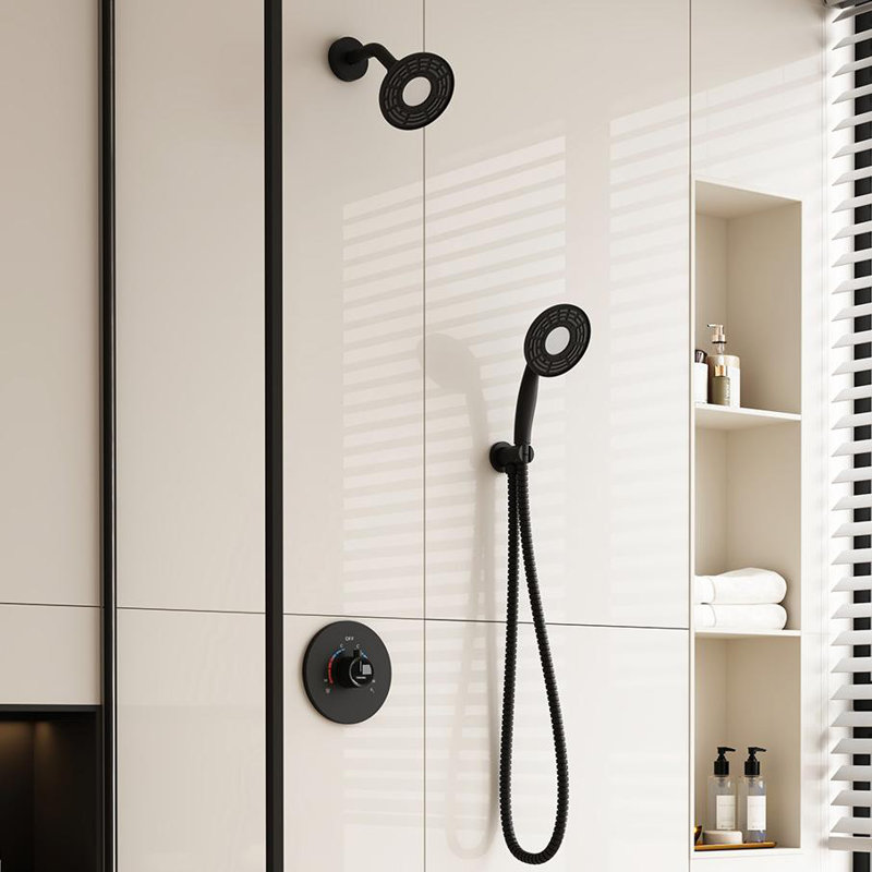 Classic Model 2-Function Shower System with Rough in-Valve, Matte Black