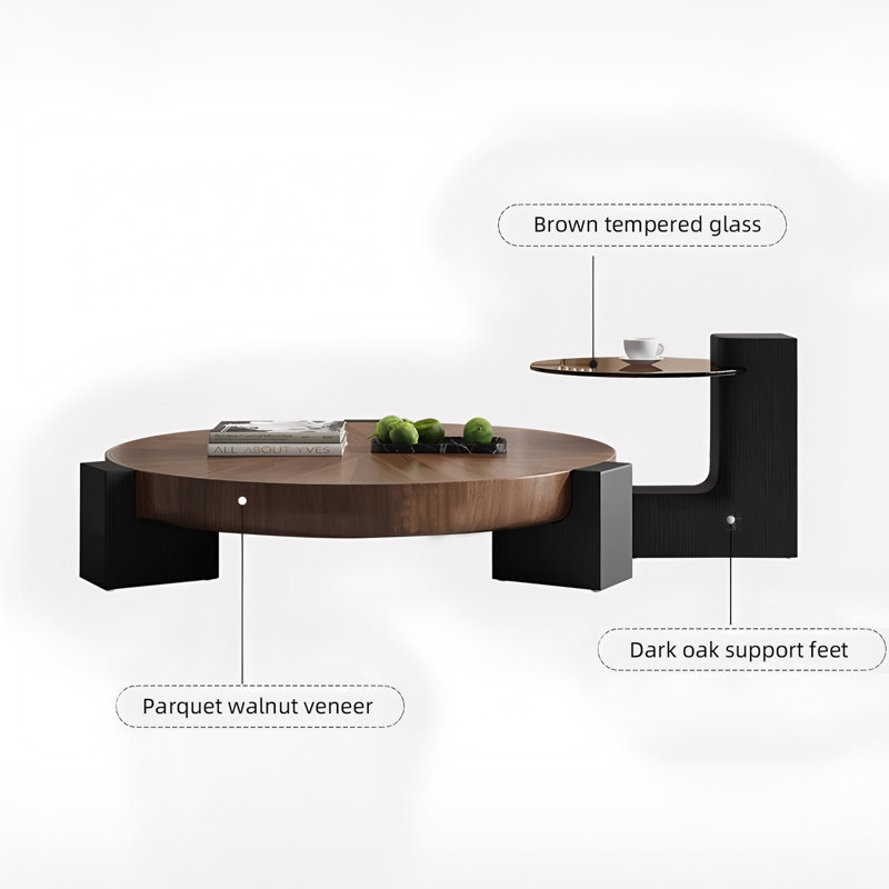 Kerween Atreu Modern Handmade Nesting Solid Wood Coffee Table, Round(Set of 2)