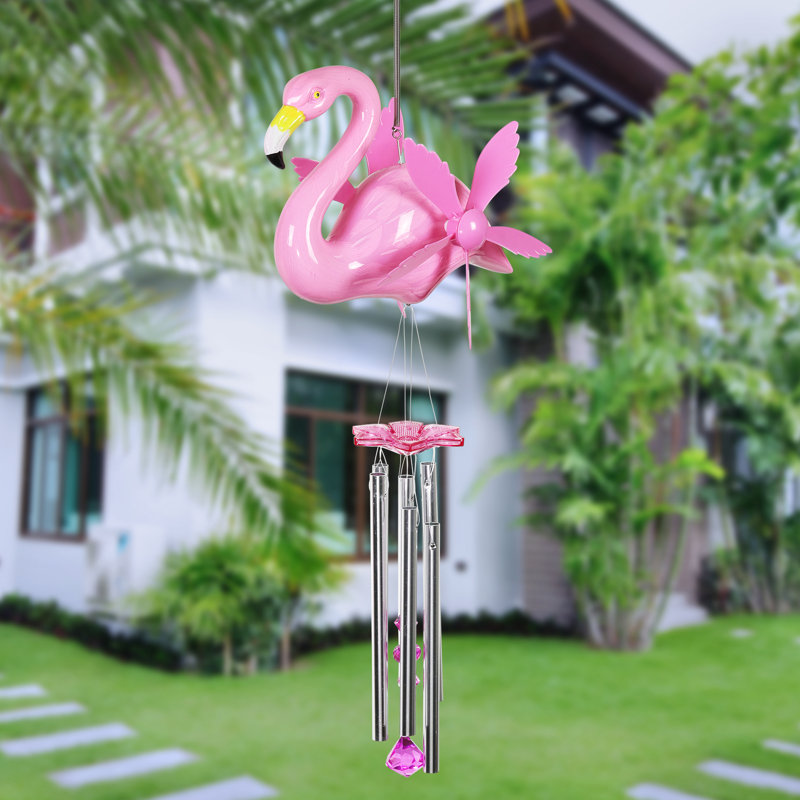 Large WindyWings Whirligig Flamingo Spinning Wind Chime - Thumbnail 2