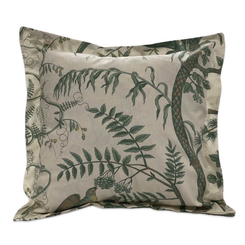Floral Cotton Blend Reversible Pillow Cover, Green