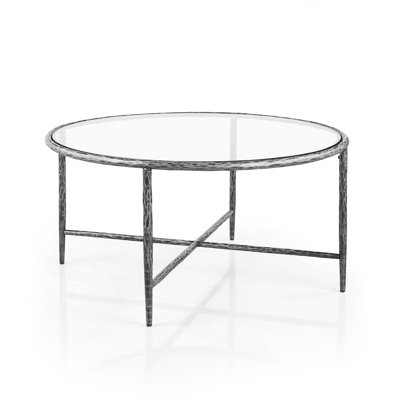Lalia Modern Hammered Metal X-Brace Round Coffee Table