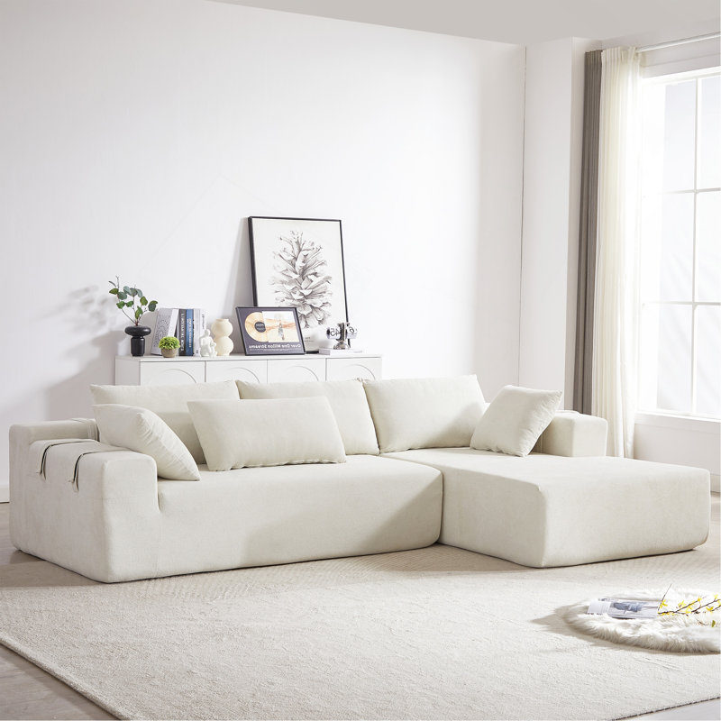 Ensemble de canapé modulaire rembourré Modern Chenille, Beige