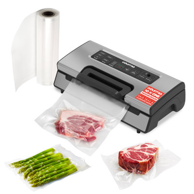 Gourmia Vacuum Sealer Food Preservation System With Marinate Mode, Led Display, Vacuum Hose And Built-In Cutter