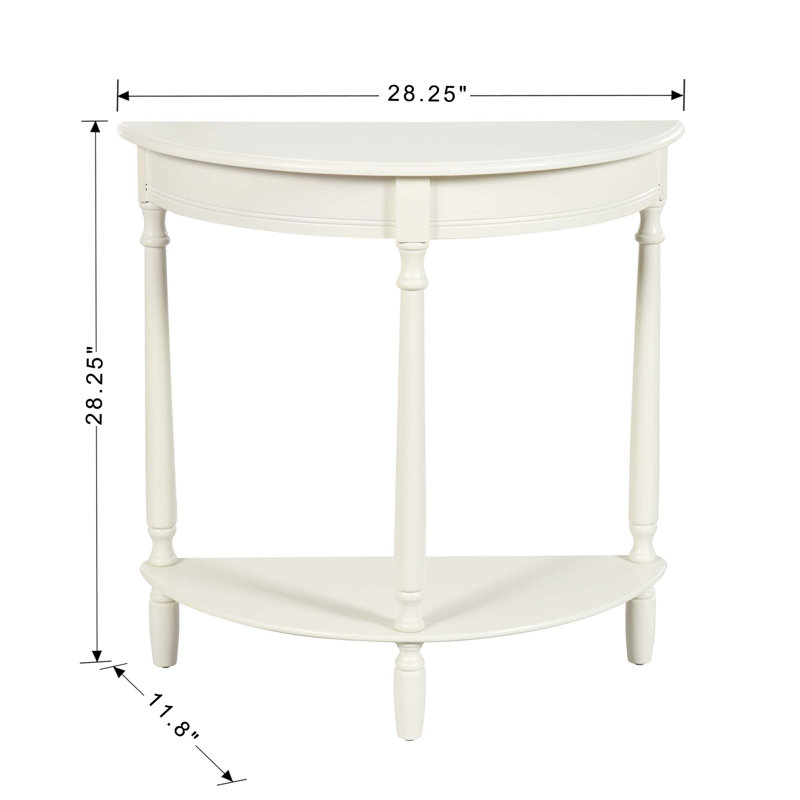 Tinsle Collection Half Moon Console Table with Storage Shelf End Table - Honeynut, Farmhouse White