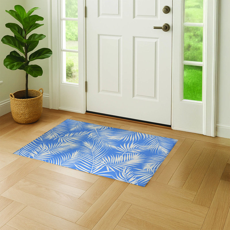 Paillasson Waving Palms, L 36 po x L 60 po, Bleu