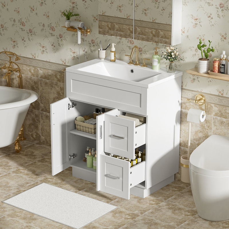 Meuble-lavabo avec 2 tiroirs et tablette réglable