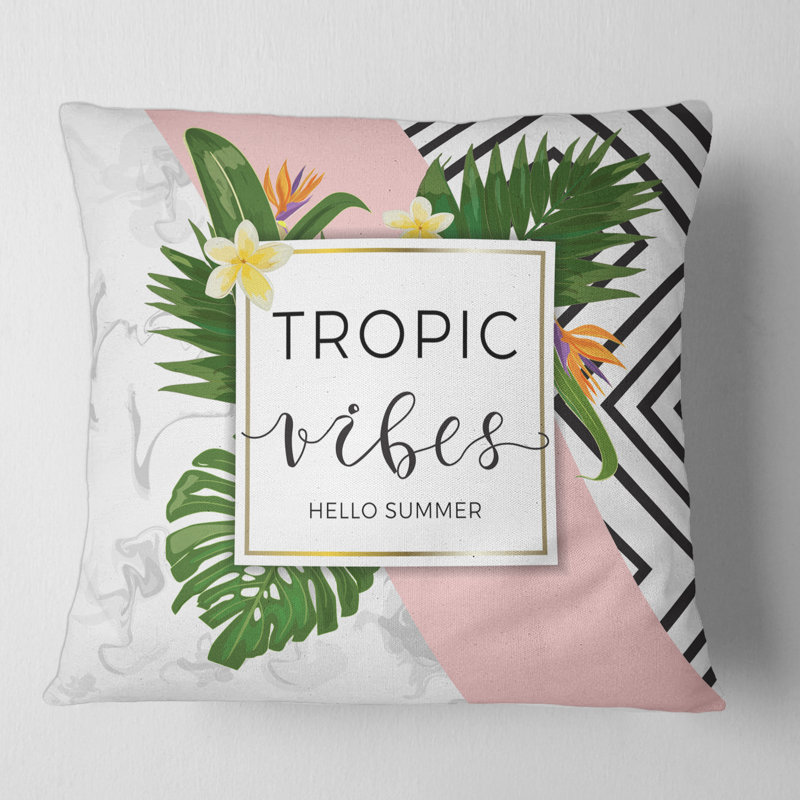 Housse de coussin carré et insert Tropic Vibes on Triangular Geometrics, 18" x 18"