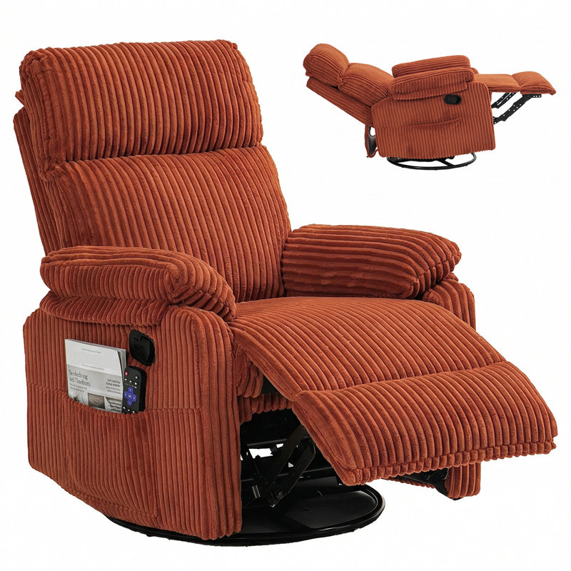 Fauteuil inclinable, Velours côtelé orange