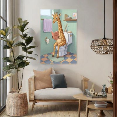 Girafe lisant les hautes pensées, art mural contemporain fantaisiste pacifique