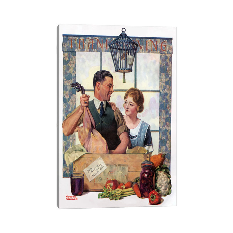 Couple Uncrating Turkey by Norman Rockwell - Gallery-Wrapped Canvas Giclée on Canvas, 66.04 cm H x 45.72 cm W, Wrapped Canvas