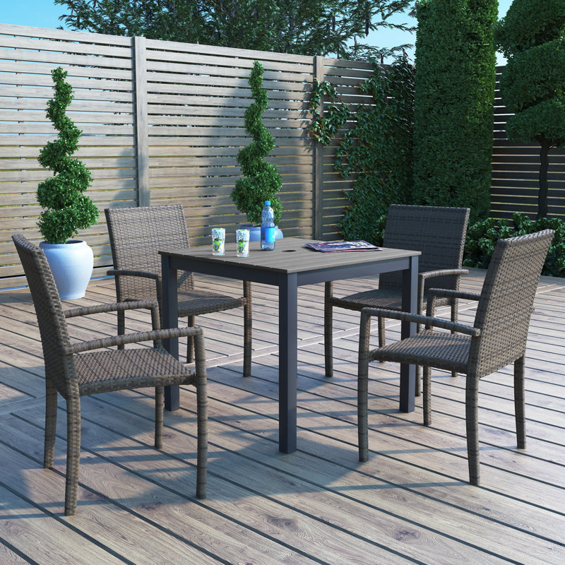Table de salle à manger d'extérieur carrée avec chaises, 29 po x 33 po x 33 po