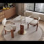 Table de salle à manger contemporaine de 33 po avec pieds en noyer et accents dorés Contemporary Luxe-1810810312