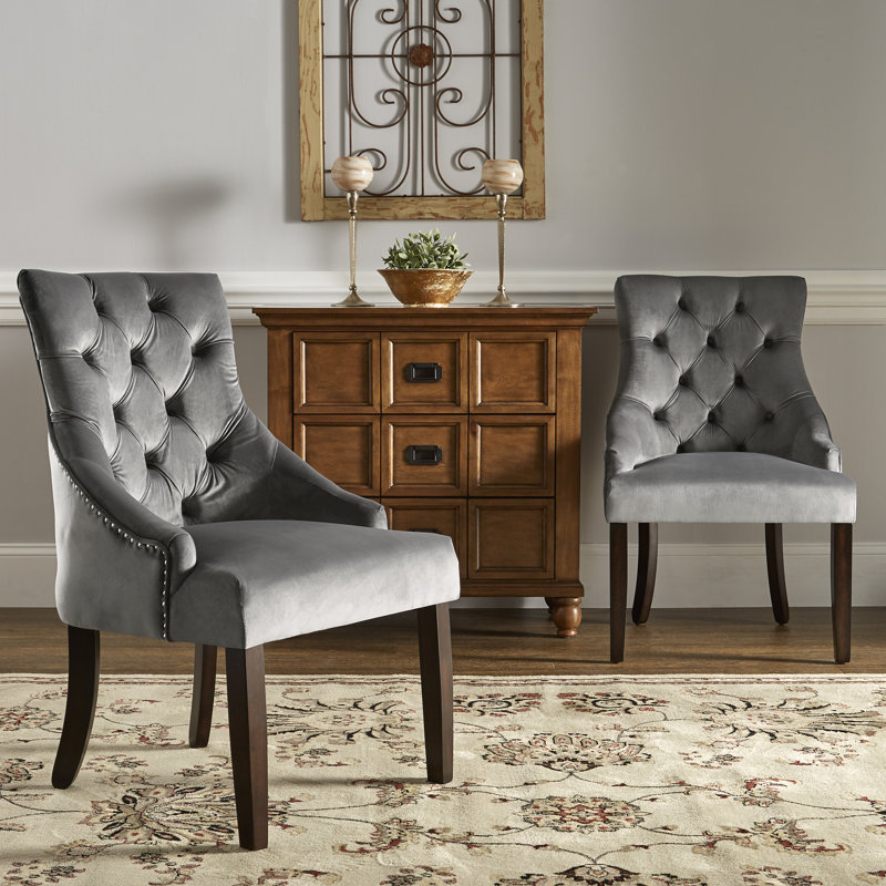 Chaise d'appoint de 24,25 po de largeur Dukinfield, Espresso, Velours gris