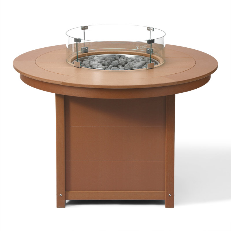 Table ronde de foyer d'extérieur 47 po, 37.5" H x 47.25" W x 47.25" D, Brown