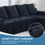 Canapé modulaire compressé en forme de L avec poches latérales, dispositif de charge sans fil, deux ports de charge USB, un porte-gobelet, haut-parleur Bluetooth, méridienne réversible, matériau en chenille, couleur noire