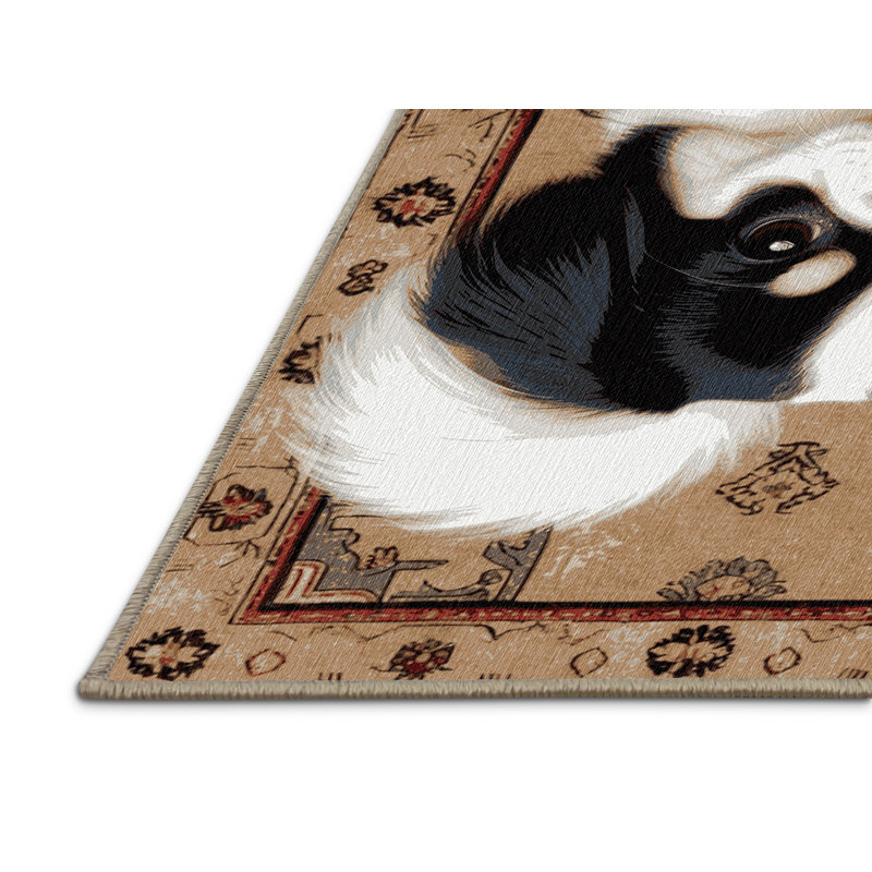 Washable Japanese Chin Dogs Area Rug, Rectangle 6' x 9'