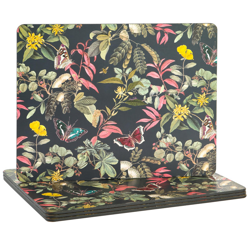Wood Floral Rectangle Placemat