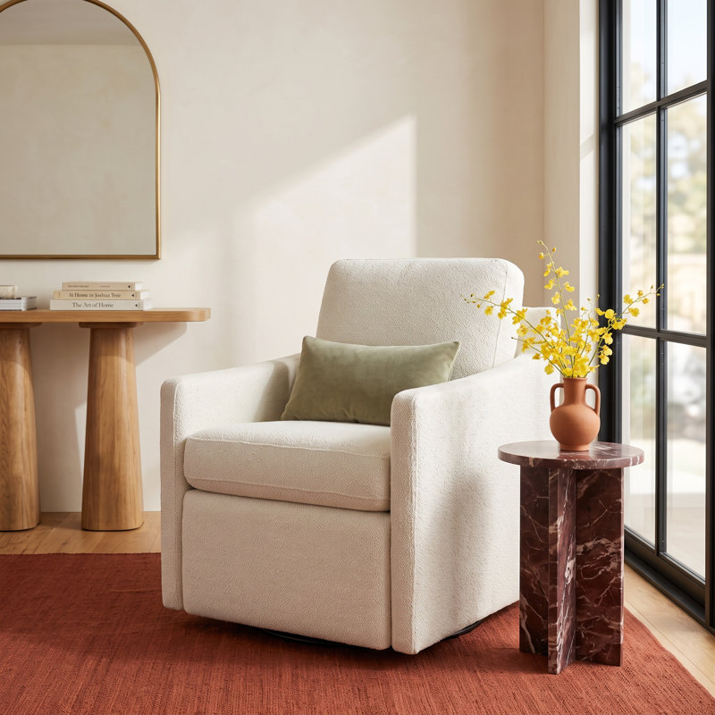 Elvia 30" Swivel Power Recliner, Cream Performance Textured Weave