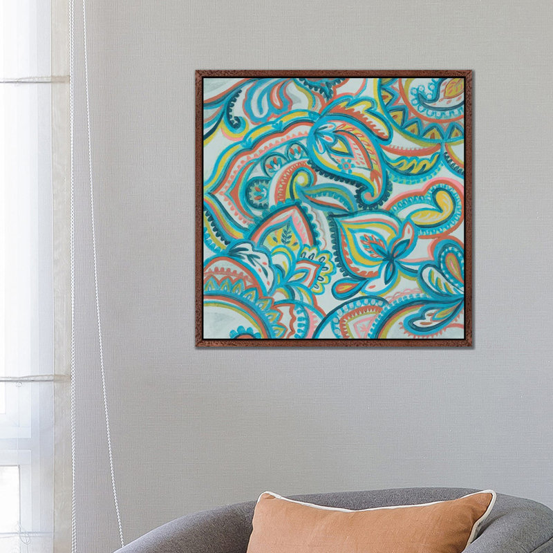 Emerald Paisley II 1 Piece Wall Art on Canvas, 66.04 cm H x 66.04 cm W, Classic Wood Framed