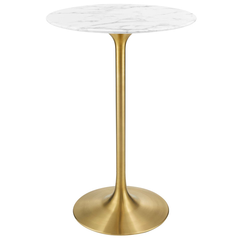  Lippa Oval Artificial Marble Dining Table, Gold, White, 41" H x 28" L x 28" W