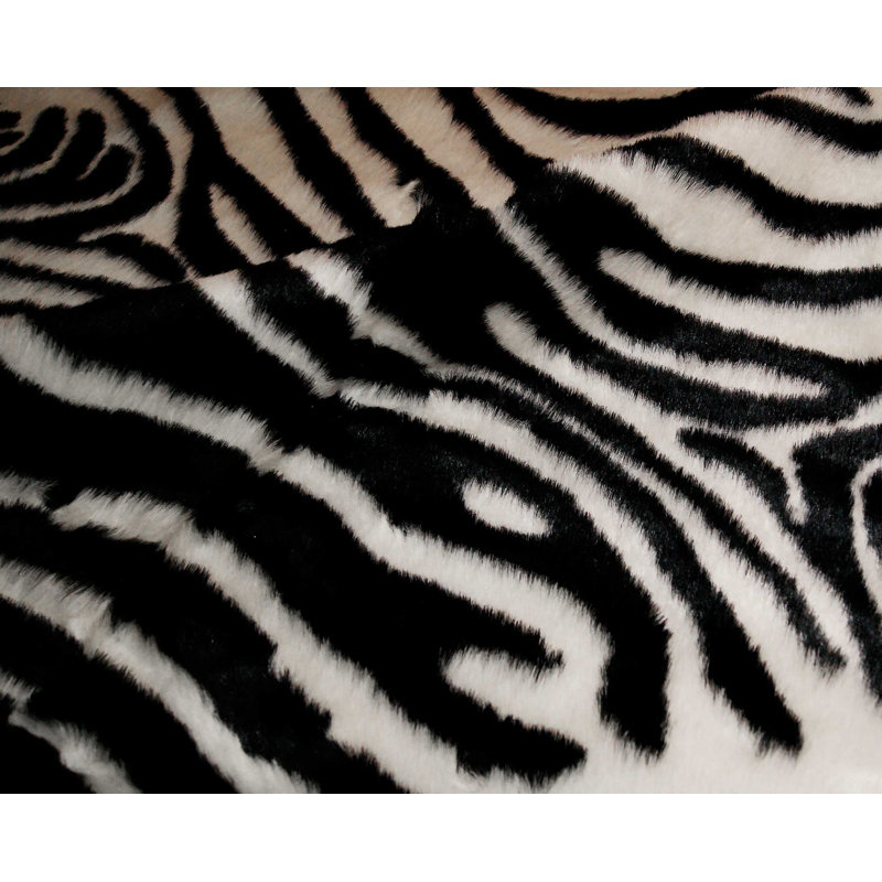 Zebra Black And White Print Area Rug, Novelty 63" X 90"