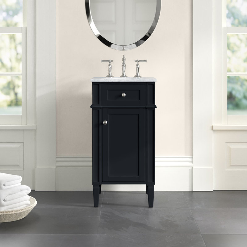 Rivers 18'' Single Bathroom Vanity with Marble Top, Black
