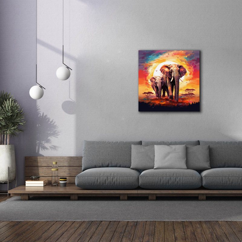 Art mural épique «Elephant» par r3darch0n, H 37 po x l 37 po x P 1,5 po
