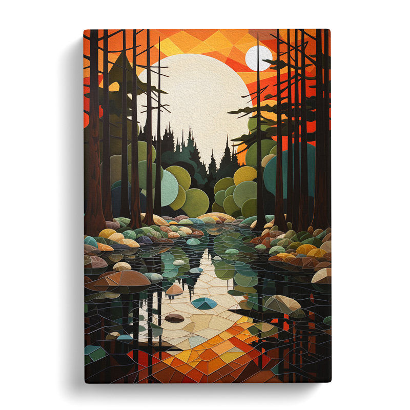 Pond Geometric No.2 - Wrapped Canvas, 60cm H x 40cm W x 3cm D