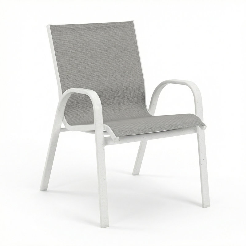Chaise avec accoudoirs, Harnais gris tourterelle / blanc rivière