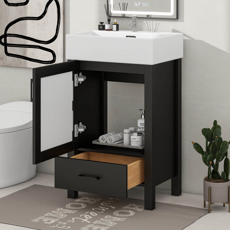 Meuble-lavabo de 20 pouces avec lavabo en céramique et beaucoup de rangement
