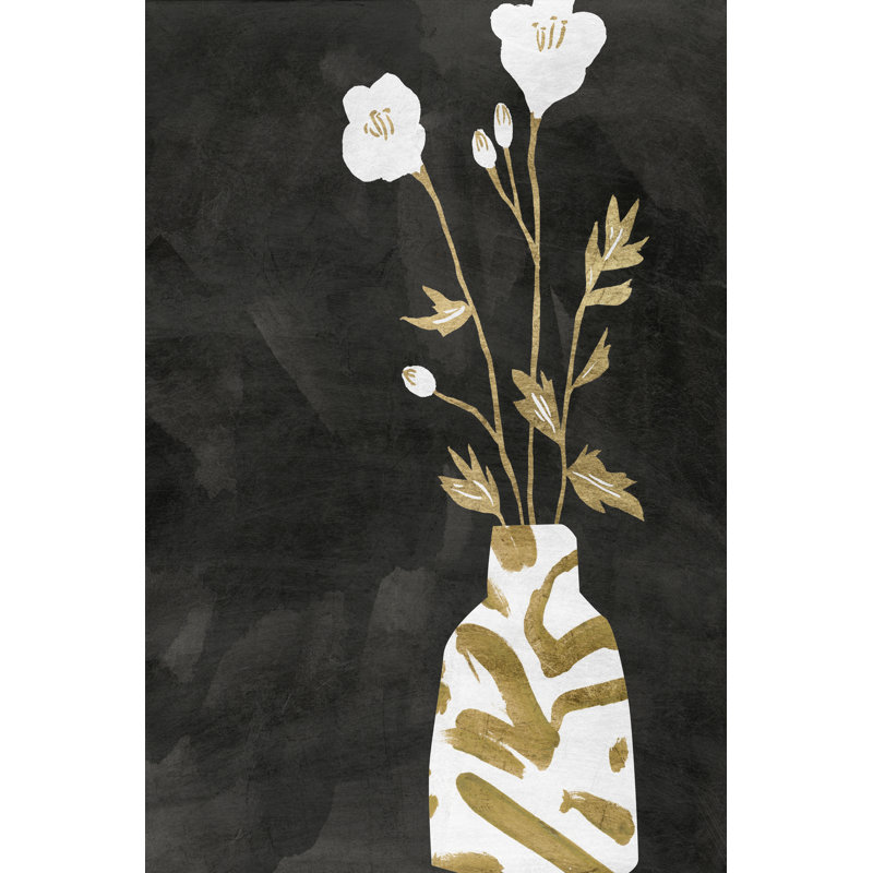 «Augusten Golden Vase II On Canvas» par Melissa Wang, reproduction, H 12 po x l 8 po