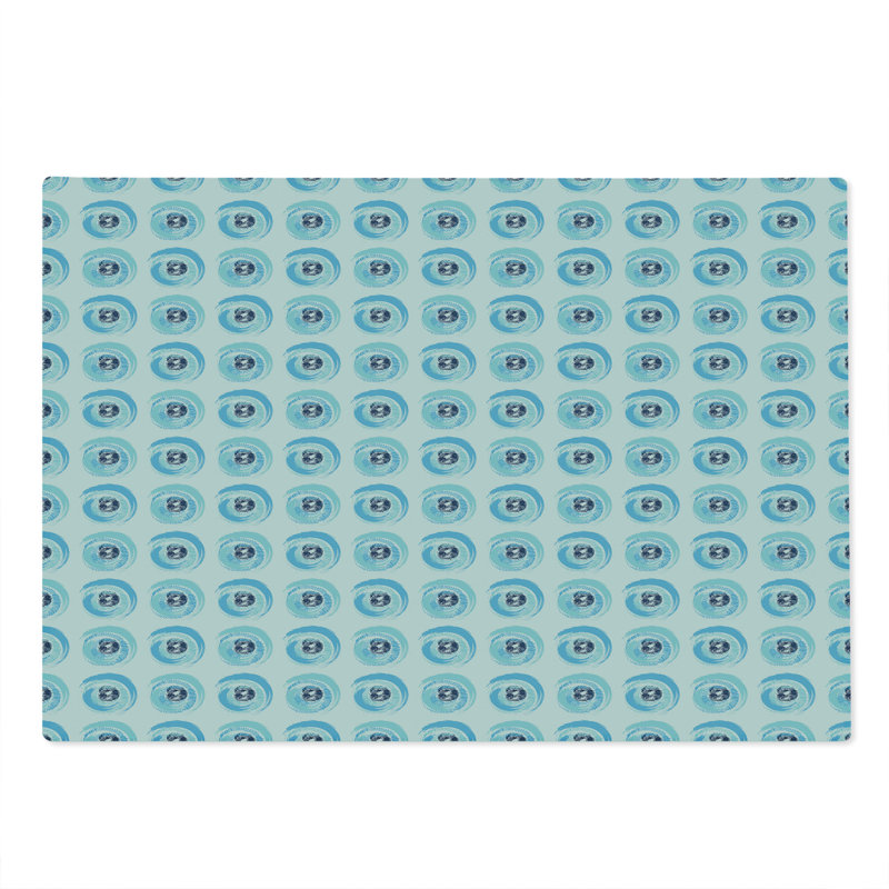 Ambesonne Abstract Cutting Board Large Size Eyeballs Pattern Sky Blue Blue