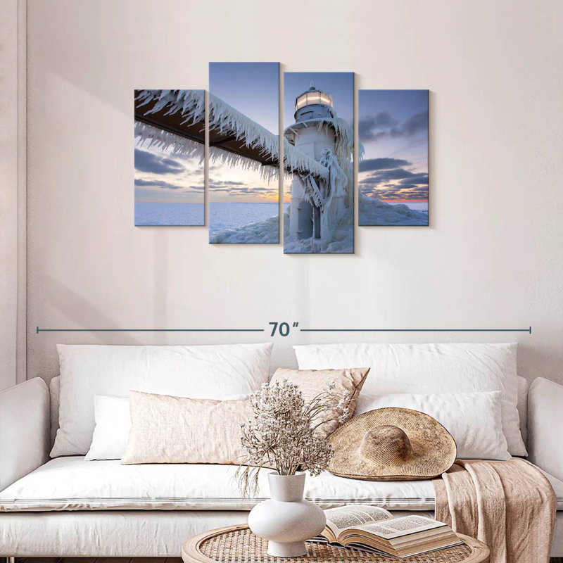 Frosty Michigan Lighthouse, 27" H x 43" W