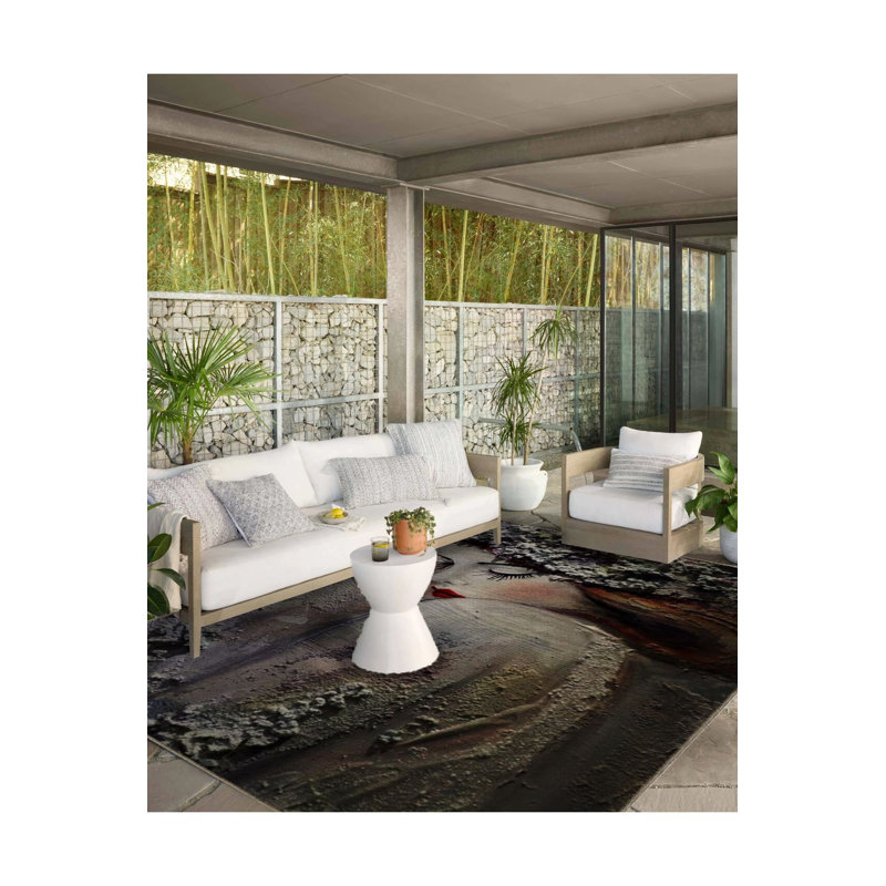 Tapis décoratif lavable à la machine à longs cils gris, Sous-tapis rectangulaire 3 pi 11 po x 5 pi 11 po i